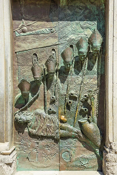 Door of Ljubljana Cathedral, Ljubljana, Slovenia