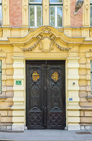 Door in old town of Ljubljana, Slovenia