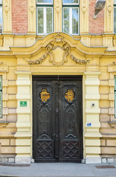 Framed Print : Door in old town of Ljubljana, Slovenia