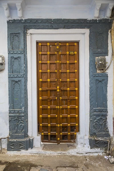 Door detail in the old town of Udaipur, Rajasthan, India