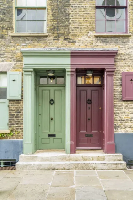 Framed Print : Doors, 18th Century Georgian town houses, Shoreditch, London, England, Uk