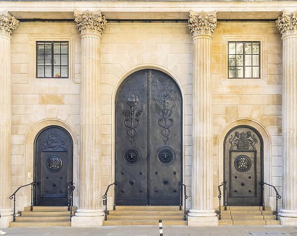Doors on the Bank of England building, City of London, London, England, UK