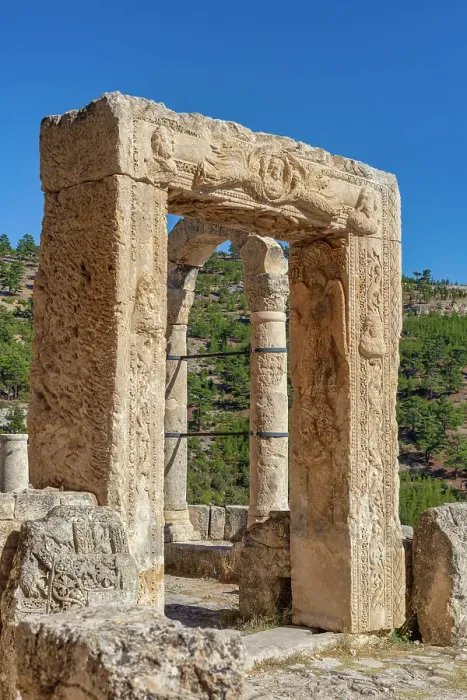 Framed Print : Doorway of the West Church, Alahan Monastery, 5th century, Mersin province, Turkey
