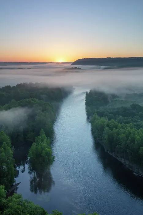 Framed Print : Dordogne River, at dawn, Floirac, Lot, Occitanie, France Framed Print : Dordogne River, at dawn, Floirac, Lot, Occitanie, France
