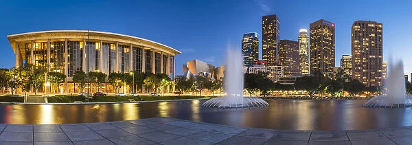 Dorothy Chandler Pavilion & Downtown Skyline, Los Angeles, California, USA