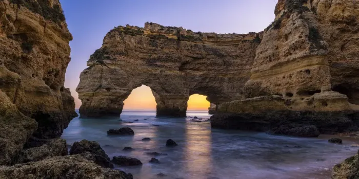 Framed Print : Double Arch, Praia de Marinha, Caramujeira, Lagoa, Algarve, Portugal
