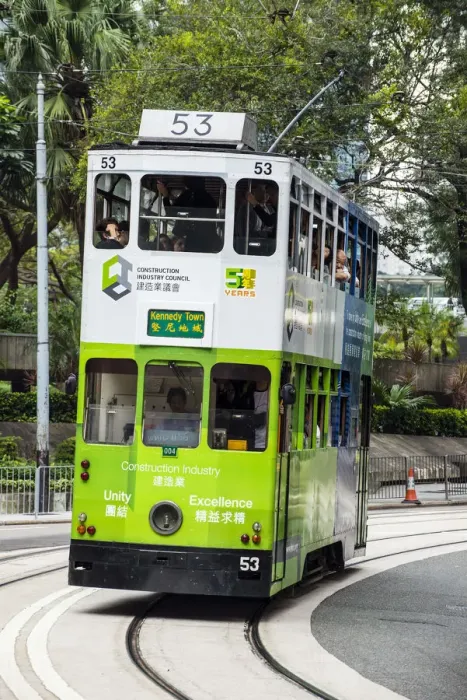 Framed Print : Double decker tram in Queensway, Hong Kong, China Framed Print : Double decker tram in Queensway, Hong Kong, China