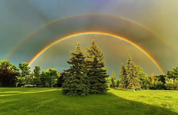 Framed Print : Double rainbow after storm, Southdale neighbourhood, Winnipeg, Manitoba, Canada Framed Print : Double rainbow after storm, Southdale neighbourhood, Winnipeg, Manitoba, Canada