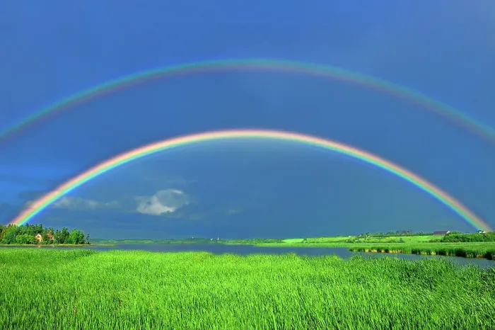 Framed Print : Double rainbow after storm St. Gedeon, Quebec, Canada Framed Print : Double rainbow after storm St. Gedeon, Quebec, Canada