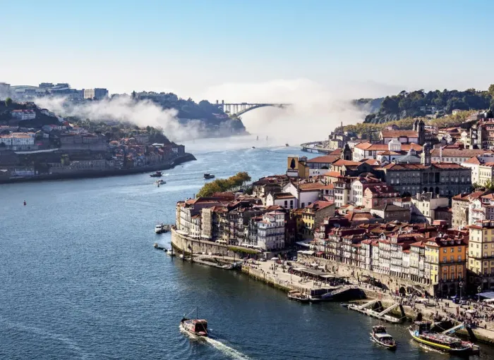 Framed Print : Douro River and Cityscape of Porto, elevated view, Portugal Framed Print : Douro River and Cityscape of Porto, elevated view, Portugal
