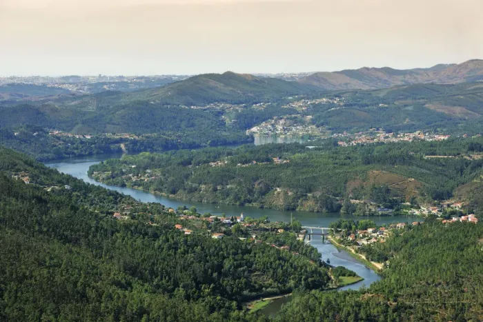 Framed Print : The Douro river at Pedorido and Oporto in the horizon. Portugal Framed Print : The Douro river at Pedorido and Oporto in the horizon. Portugal
