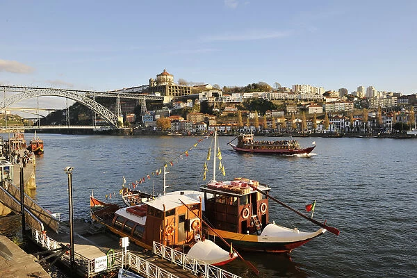 The Douro river and touristic boats to make daily trips along the river. Oporto, Portugal
