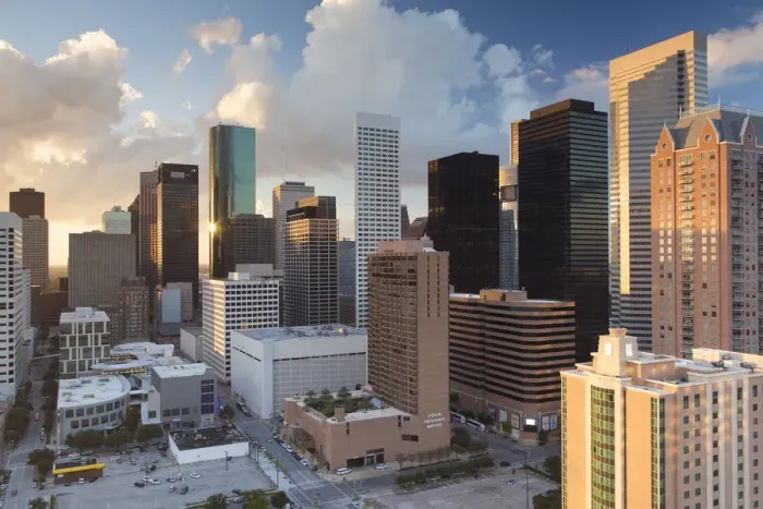 Framed Print : Downtown City Skyline, Houston, Texas, USA