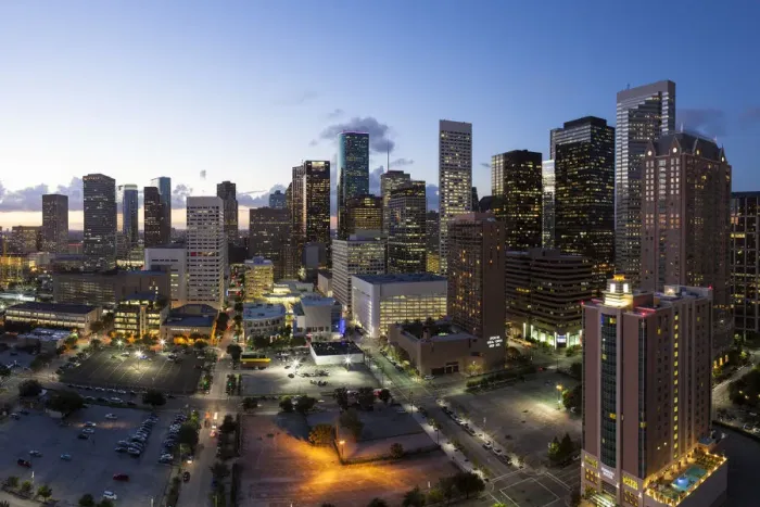 Framed Print : Downtown City Skyline, Houston, Texas, USA