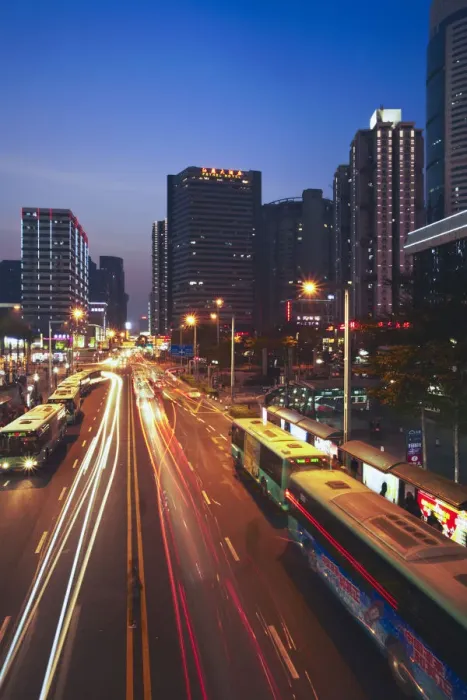 Framed Print : Downtown Shenzhen at dusk, Guangdong, China Framed Print : Downtown Shenzhen at dusk, Guangdong, China