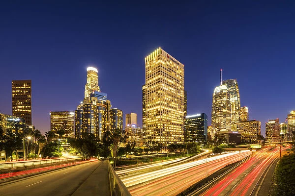 Downtown Skyline at Night, Los Angeles, California, USA