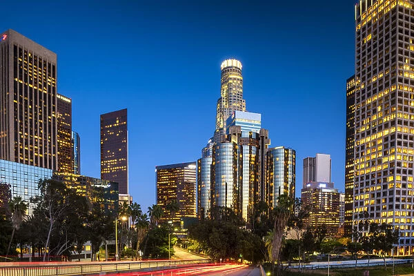 Downtown Skyline at Night, Los Angeles, California, USA