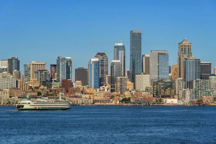Framed Print : Downtown skyline and waterfront, Seattle, Washington, USA Framed Print : Downtown skyline and waterfront, Seattle, Washington, USA