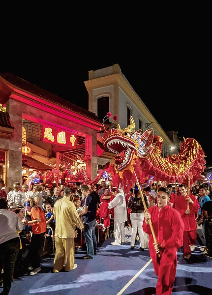 Dragon Dance, Chinese New Year Celebration, Chinatown, Havana, La Habana Province, Cuba