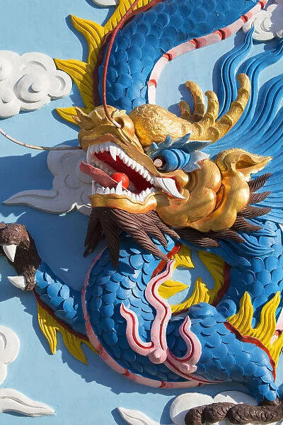 Detail of dragon at An Hoi Temple, Ben Tre, Mekong Delta, Vietnam