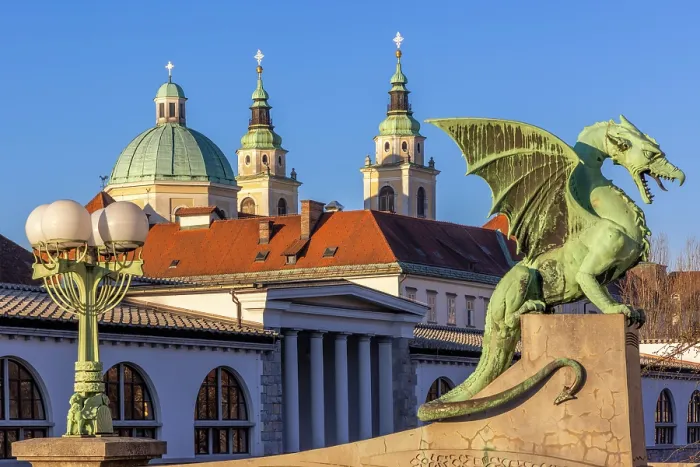 Framed Print : Dragon Sculpture on the Dragon Bridge, Ljubljana, Slovenia, Eastern Europe Framed Print : Dragon Sculpture on the Dragon Bridge, Ljubljana, Slovenia, Eastern Europe