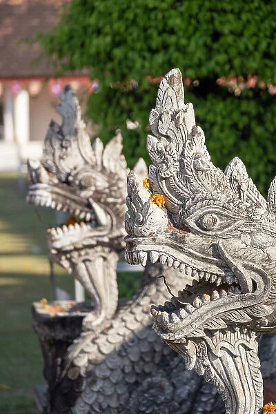 Dragon statues, at That Luang Neua, Pha That Luang, Vientiane (capital city), Laos