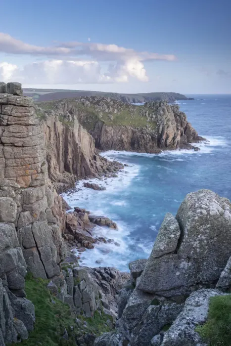 Framed Print : Dramatic cliff top vista of Pordenack Point near Land‚Aos End, Cornwall, England. Autumn Framed Print : Dramatic cliff top vista of Pordenack Point near Land‚Aos End, Cornwall, England. Autumn