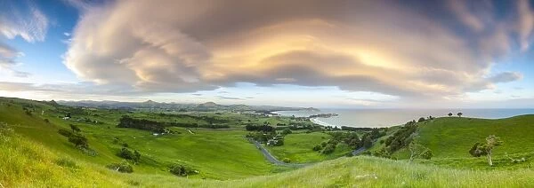 Dramatic cloud formations over the picturesque coastal settlement of Karitane, Otago
