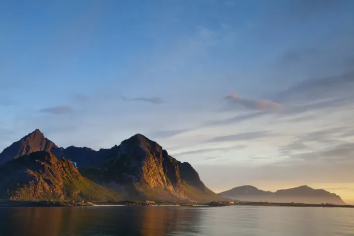Framed Print : Dramatic Coastal landscape illuminated by Mightnight Sun, Flakstad, Flakstadsoya, Lofoten Framed Print : Dramatic Coastal landscape illuminated by Mightnight Sun, Flakstad, Flakstadsoya, Lofoten