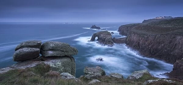 Dramatic coastal scenery at Land's End in Cornwall, England. Autumn (October) 2013