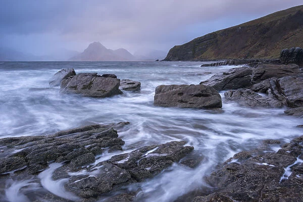 Dramatic coastline of Elgol, looking across to the Cuillins, Isle of Skye, Scotland