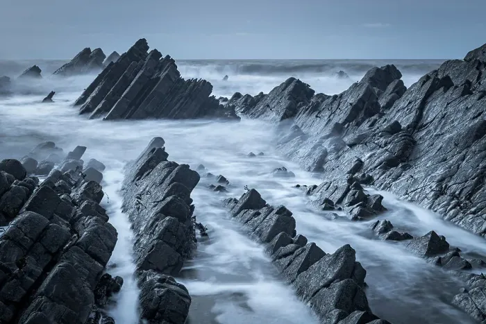 Framed Print : Dramatic rocks on the North Devon coast, England. Winter (January) 2018 Framed Print : Dramatic rocks on the North Devon coast, England. Winter (January) 2018