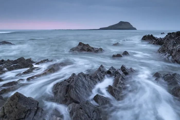 Framed Print : Dramatic seascape looking towards Worms Head on the Gower Peninsula, Wales. Spring (March) 2022 Framed Print : Dramatic seascape looking towards Worms Head on the Gower Peninsula, Wales. Spring (March) 2022