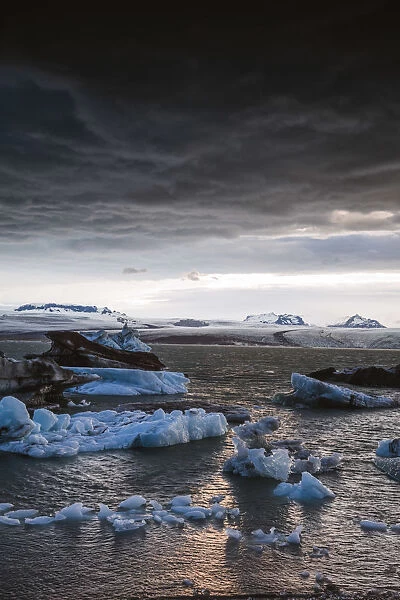 Dramatic weather at Jokulsarlon glacial lake, Iceland