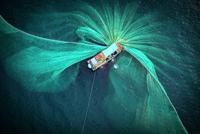 Framed Print : Drone view of anchovy fishing boat with nets, Tuy An, Phu Yen Province, Vietnam Framed Print : Drone view of anchovy fishing boat with nets, Tuy An, Phu Yen Province, Vietnam
