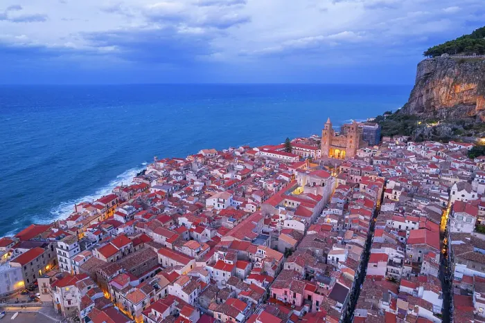 Framed Print : Drone view of the ancient illuminated sea village of Cefalu with the cathedral surrounding buildings, Cefalu, Palermo province, Tyrrhenian sea, Sicily, Italy Framed Print : Drone view of the ancient illuminated sea village of Cefalu with the cathedral surrounding buildings, Cefalu, Palermo province, Tyrrhenian sea, Sicily, Italy