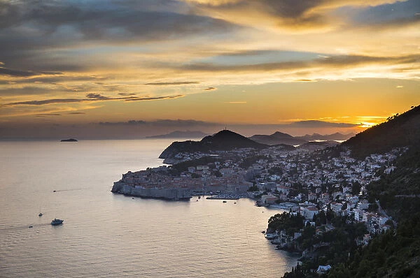 Dubrovnik city at sunset, Dalmatia region, Croatia, Europe