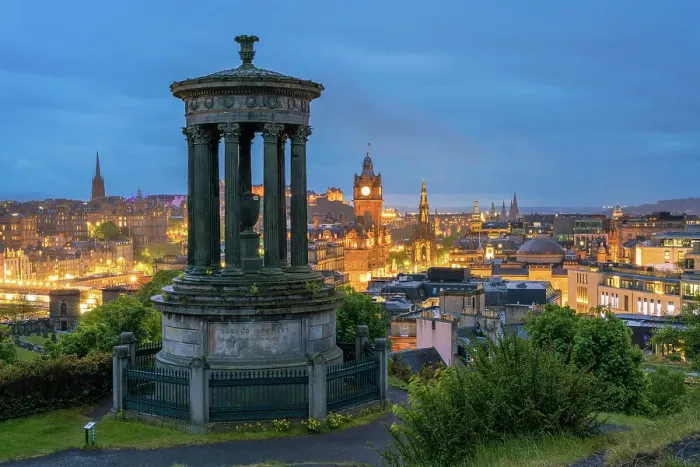 Framed Print : Dugald Stewart Monument and illuminated Edinburgh city viewed from Observatory House at twilight, UNESCO, Calton Hill, Edinburgh, Scotland, United Kingdom Framed Print : Dugald Stewart Monument and illuminated Edinburgh city viewed from Observatory House at twilight, UNESCO, Calton Hill, Edinburgh, Scotland, United Kingdom