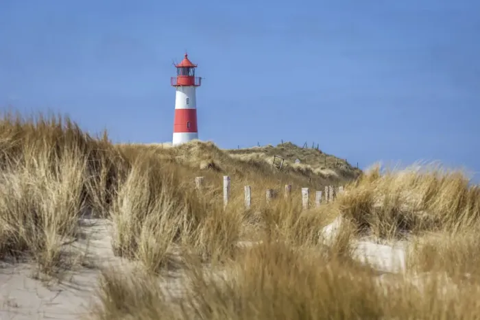 Framed Print : Dune landscape with List-Ost lighthouse on the Ellenbogen Peninsula, Sylt Framed Print : Dune landscape with List-Ost lighthouse on the Ellenbogen Peninsula, Sylt