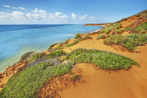 Dune landscape and ocean - Australia, Western Australia, Gascoyne