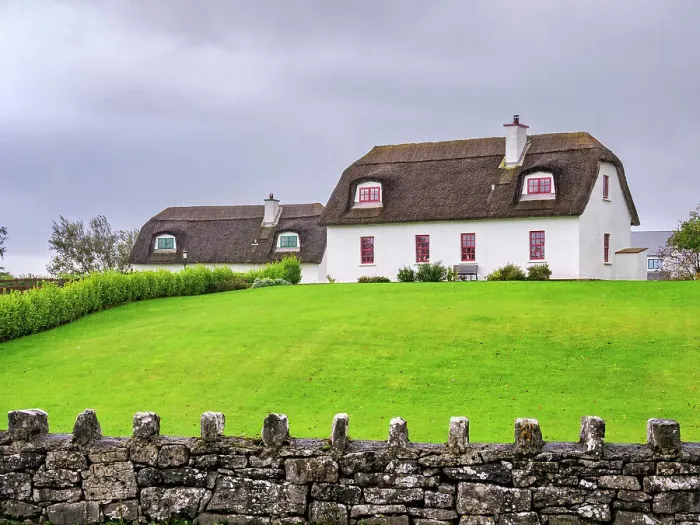 Framed Print : Dunguaire Cottages, Kinvarra, County Galway, Ireland Framed Print : Dunguaire Cottages, Kinvarra, County Galway, Ireland