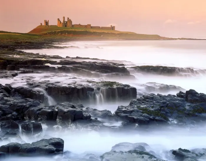 Framed Print : Dunstanburgh Castle & Coastline, Northumberland, England Framed Print : Dunstanburgh Castle & Coastline, Northumberland, England