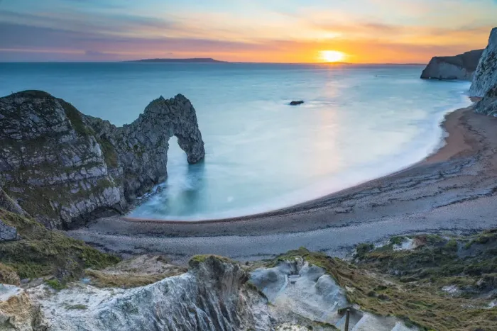 Framed Print : Durdle Door at sunset, West Lulworth, Dorset, England, UK Framed Print : Durdle Door at sunset, West Lulworth, Dorset, England, UK