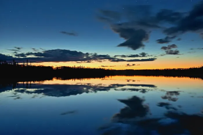 Framed Print : Dusk light on Klotz Lake Klotz Lake near Longlac, Ontario, Canada