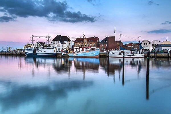 Dusk, marina, Eckernforde, Baltic coast, Schleswig-Holstein, Germany