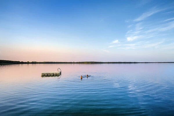Dusk, Selent lake, Holsteinische Schweiz, Baltic coast, Schleswig-Holstein, Germany