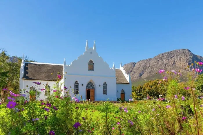 Framed Print : Dutch Reformed Church, Franschhoek, Western Cape, South Africa Framed Print : Dutch Reformed Church, Franschhoek, Western Cape, South Africa