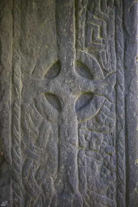 Framed Print : Early Christian Slabs, Maughold Church, Maughold, Isle of Man