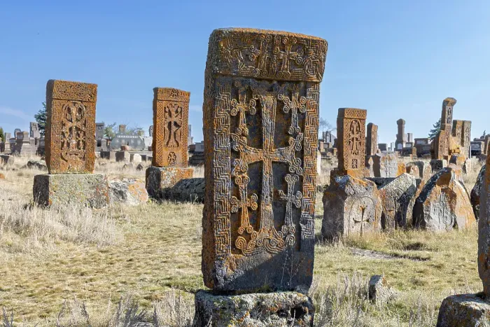 Framed Print : Early Khachkars (carved memorial stones), Noratus Cemetery, Gegharkunik Province, Armenia Framed Print : Early Khachkars (carved memorial stones), Noratus Cemetery, Gegharkunik Province, Armenia