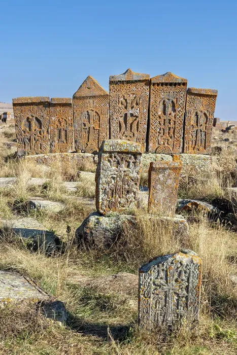 Framed Print : Early Khachkars (carved memorial stones), Noratus Cemetery, Gegharkunik Province, Armenia Framed Print : Early Khachkars (carved memorial stones), Noratus Cemetery, Gegharkunik Province, Armenia